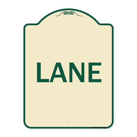 Signmission Designer Series Sign-Lane, Tan & Green Heavy-Gauge Aluminum Sign, 24" x 18", TG-1824-23890 A-DES-TG-1824-23890
